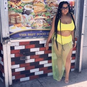 Beautiful two piece 1x neon yellow swim suit